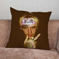 L-Lil Peep Cry Baby Pillow Case For Home Bedroom Car Office Decoration Living Room Sofa Cushion Cover Suitable Peach skin 18*18(CM)-1Pcs black