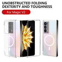 Anti-Scratch Case for Honor Magic V2 Ultra Clear Magnetic Wireless Charging Foldable Reinforced Toughness PC Hard Cover HONOR Magic V2 black