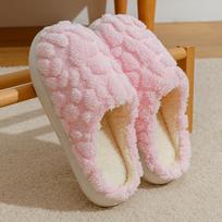 **Winter Marshmallow Couple Home Slippers Thick Soft Sole Warm Fleece Lined Cotton House Slippers** 36-37 white