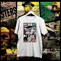 Gangster T-shirt Mob LIfe John Gotti Teflon Don Dillinger Lucky Luciano mobster XL white