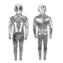 Halloween Children's Alien 5 Gel Coat Full Body Bronzing Glue Tights Bodysuit Stage Performance Costume 115 gray