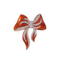 Pretty Gold Plated Big Bowknot Lapel Pins Crystal Bow Shaped Golden Brooches Women Girls Bow Tie Design Badge gray