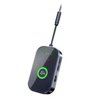 KEBIDU Handsfree Car Kit Bluetooth 6.0 AUX Audio Transmitter Receiver 2 IN 1 Wireless Adapter 3.5mm With Mic HiFi Stereo Music For Car TV PC Airplane With Aircraf Adapter gray
