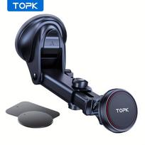 TOPK Magnetic Car Phone Mount N52 Strong Magnet Dashboard Windshield Suction Cup Car Phone Holder Adjustable Telescopic Arm juoda