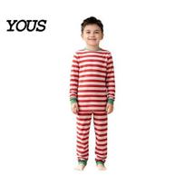 Festive Christmas Eve Clothes Family Pajamas Matching Sets, Red White Striped Xmas 2 Piece Comfortable Home Wear Pjs Lounge Set, Holiday Long Womens-S raudona