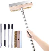 Pizza Oven Brush Grill Cleaning Brush with Scraper and 1.6m Long Handle Pizza Oven Accessories Pizza Oven Tool smėlis