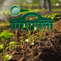 Soil Digger Planter Garden Tools 12 Hole Puncher Spacing with Handle Seedling 1 set blue