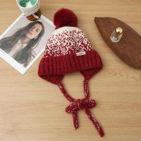 Autumn and winter hat women's hairball fashion versatile knitted hat ear protection windproof warm hat wool hat average size brown