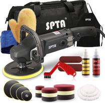 Spta Poliravimo mašina, 125 mm/150 mm/180 mm poliruoklis su reguliuojamu greičiu, profesionalus rinkinys - šlifavimo mašina 1200 vatų rinkinys + poliravimo kempinių priedų rinkinys, poliravimo plokštė, vilnos diskas automobiliui, valčiai