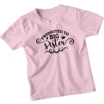 Promoted To Big Sister Girls T-Shirt Family Sibling Announcement Tee S gray