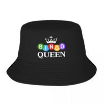 Custom Bingo Queen Bucket Hat WomenUnisex Outdoor Sun Summer Fishing Cap gray
