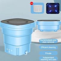 Mini Folding Washing Machine With Drain Bucket For Clothes Socks Underwear Cleaning Portable Washing Machine For Travel Home AU rožinė