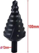 Bozonli 10-45 mm Hss spiralinis laiptinis grąžtas su nitrilo apdorojimu, tikslus pagodos formos kūginis grąžtas su trikampiu kotu