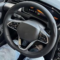 Leather D Cut Auto Steering Wheel Cover Ultra-Thin Breathable Non-Slip D Shape Sport Car Steering Wheel Protector Accessories black
