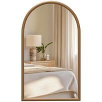 110 x 65cm Wooden Arched Mirror - Natural Finish 65 x 3.5 x 110 cm
