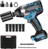 Akumuliatorinis smūginis veržliaraktis 1200 Nm, 3 viename 1800 W akumuliatorinis sukamasis smūginis veržliaraktis, didelis sukimo momentas, suderinamas su Makita 21 V akumuliatoriumi, 1/2 colio bešepetėlis smūginis veržliaraktis pastoliams (be akumuliator