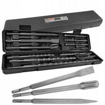 Silvertools grąžtų ir kaltų rinkinys 12 dalių Sds Plus betonui, lagaminas 10426
