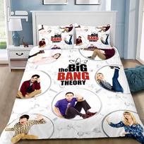 TV TBBT Bedding Set The Big BangS TheoryS Quilt Cover plot characters Printing Pillowcase Bedding Set Children Gift EU Single(135*200cm)3pcs gray