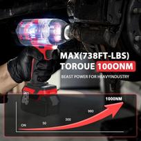 1000 Nm smūginis veržliaraktis, suderinamas su Makita 18 V akumuliatoriumi, 1/2 colio bešepetinis smūginis veržliaraktis su 6 galvutėmis automobilių padangų keitimui (be akumuliatorių ir įkroviklio)