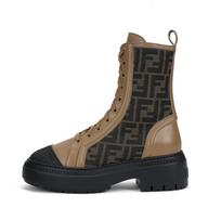 FENDI Women's FF Motif Domino Biker Boot 'Beige' 8T8353AJZFF1ICN 35.5 black