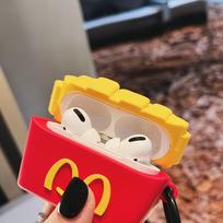 Creative smiley fries for AirPods pro1 apple bluetooth headset case 1/1/1 generation cartoon case airpods 1/2 generation black