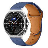 Leather strap for Samsung Watch 8 (40/44/Classic) with rivet clasp mėlyna