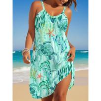 Women's Fashion Casual Sleeveless Strap Dress for Beach S