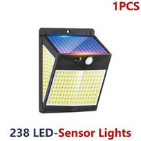 4 vnt. 238 LED lauko saulės šviestuvas Sieninis šviestuvas su judesio jutikliu Saulės saugus LED šviestuvas 3 apšvietimo režimai Saulės prožektorius 1pcs
