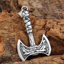 Šiaurės vikingų varnas kirvis Stainlee plieno amuletas Talismanas pakabukas su vikingų dovanų maišeliu brown