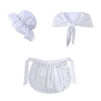 White Mobs Caps Ruffle Maid Waitress Apron Colonial Costume Set Pioneers Girls Costume Accessories for Maid Revolutionary 1 balta