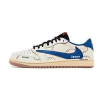 Travis Scott x Jordan Air Jordan 1 Travis Scott X AJ1 Low top Vintage Basketball Shoes Unisex White Blue DZ4137-700(Team1381-C) 42 white