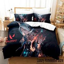 New Game Jett Valorant Bedding Set Single Twin Full Queen King Size Bed Set Adult Kid Bedroom Duvet cover Sets Anime yataklar Tool 70x133cm 2pcs black