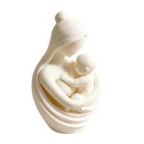 Skulptūra „Mama su kūdikiu“ 3D spausdinta motinos ir vaiko figūrėlė vaikų kambario stalo dekoravimui, dovanos mamai Motinos dienos proga balta