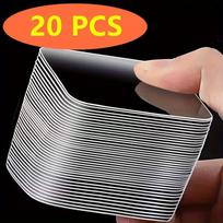 Heavy Duty Double Sided Adhesive Patches Nano Tape, Transparent Square Wall Stickers, Waterproof Removable No Residue Pad white