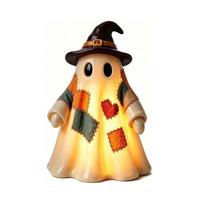 Lightweight Patchwork Ghost Light Button Cell Battery Operated Witch Hat Figurine  Nightstand Light Style 1 beige