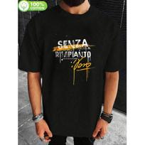 Men'S Vasco Rossi Logo T-Shirt - Black with Yellow/White Rebellious Print, Short-Sleeved Crew Neck Casual T-Shirt, Regular Fit, Suitable for All L juoda