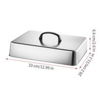 Stainless Steel Frying Pan Covers Barbecue Burgers Sandwiches Steak Pot Lids Rectangular Grill Basting Cover Cheese Melting Dome white