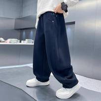 Boys Big Kids Casual Sports Curved Sweatpants Mid Waist Drawstring Long Trousers 120cm tamsiai mėlyna spalva