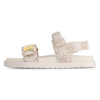 LOUIS VUITTON Sunset Leather Beach Sandals Women's Ecru 1ACL9Q 38 beige