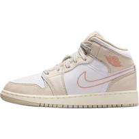 Jordan Air Jordan 1 Leather Mid top Skateboard Shoes Light Brown White Unisex HQ5879-100 37.5 balta