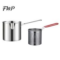 Stovetop Frying Pot Deep Fryer with Removable Basket, Durable Stainless Steel Compact Oil Filter Pot, No Spill Saving for French Fries And Chicken gray