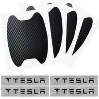 Automobilio durų lipdukas Anglies pluošto įbrėžimų apsauginė plėvelė rankenai, skirta Tesla Model 3 Model X S 2016-2023 Model Y Lipdukai TM3 TMX geltona