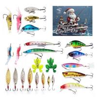 24Pcs Fishing Hard Baits Advent Calendar Fishing Lures Christmas Fishing Baits Artificial Swimbaits Fishing Accessory gray