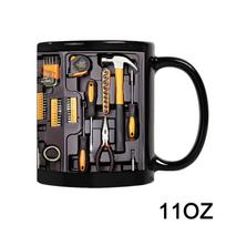 Mechaniko įrankių dėžės puodelis 11 oz Keramikinė kavos puodelis su C formos rankena Dovana tėčiui, vyrui, gimtadieniui, jubiliejui, dirbtuvei, garažui OTHER gray