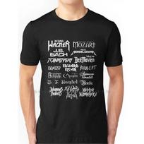 unisex Classical Music Composers T-Shirt - Heavy Metal Font with Mozart Beethoven Tchaikovsky Vivaldi Handel Bach Wagner - Heavyweight 100% Round Neck 4XL įvairiaspalvis