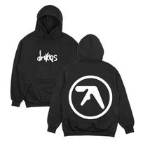 Drukqs Dual Logo Heavyweight Hoodie Aphex Twin Oversized Hoodie Retro Harajuku Aesthetic Graphic Unisex Sweatshirt Trendy Streetwear for Daily Looks S black