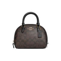 COACH Sydney Padengto Drobės Su Odos Kupolo Formos Rankinė Maža Moteriška Juoda Ruda CA591-IMAA8 One Size 1 black