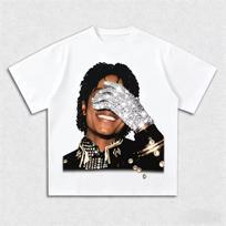 White MJ Michael Jackson Inspired Sparkling Glove Street Trendy Brand T-and kids tshirt Cotton Graphic Tee Men Women Summer Streetwear 100 black