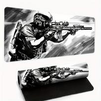 Extra-Large Gaming Mouse Pad with Soldier Graphic Rubber Base Gamer and Office Table Mat Non-Slip Desk Mat for ESports Computers 30cmx60cm black