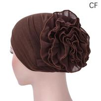 Woman Big Flower Turban Hair Accessories Elastic Cloth Hair Bands Hat Chemo Beanie Ladies Muslim Solid Hair Loss Scarf Cap kava